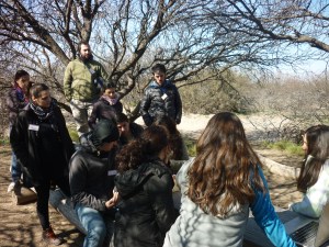 An outdoor discussion during the first day of the retreat.